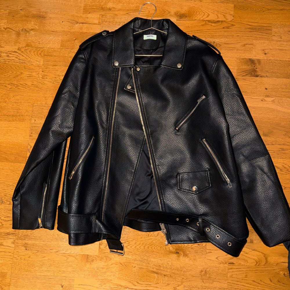 Rumored Oversized Faux Leather Moto Jacket
